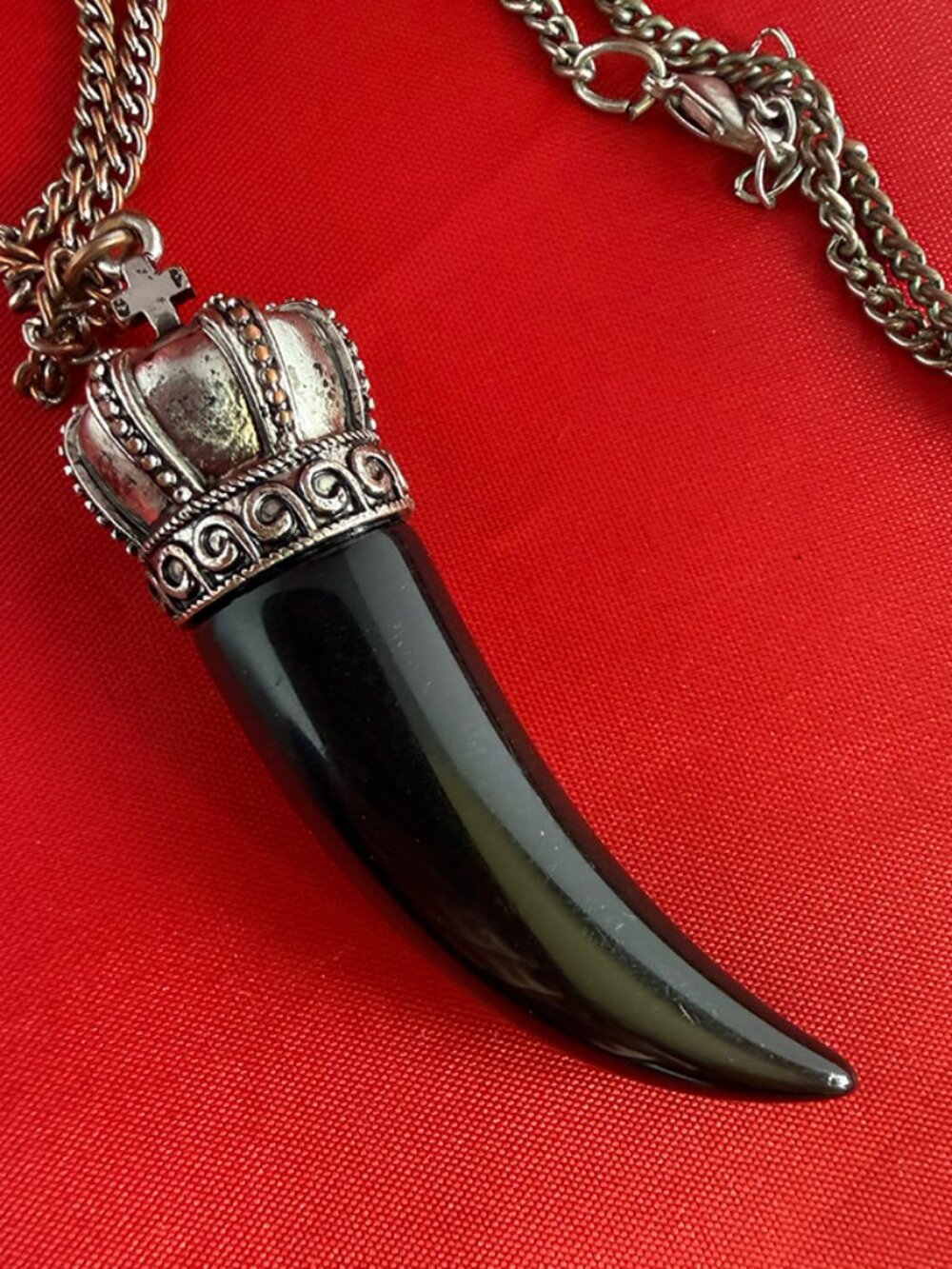 Black Fang Necklace with Crown